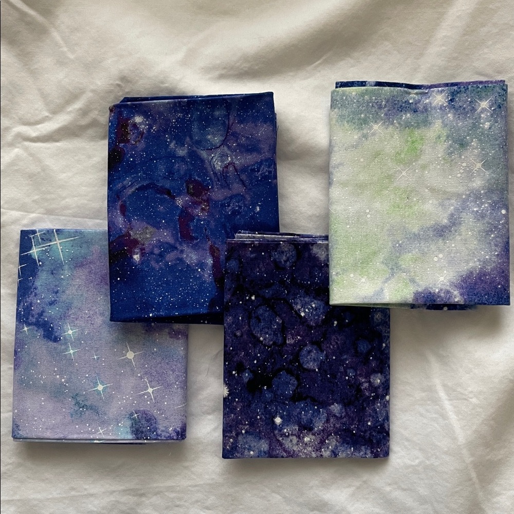 ✨$5 OFF BUNDLE✨ Cotton Fat Quarters Green Blue Purple Star Galaxy Print Quilting - Picture 3 of 12